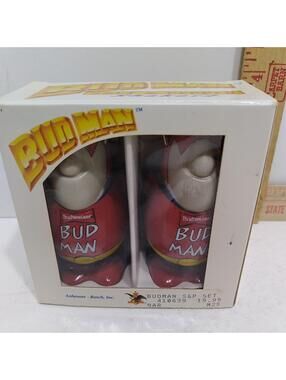 Vintage Budweiser Bud Man Salt Pepper Shaker Man Cave Retro Ceramante Brazil